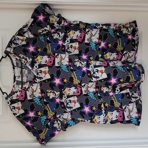 DC comics Wonder Woman Scrub Top 2XL multicolored